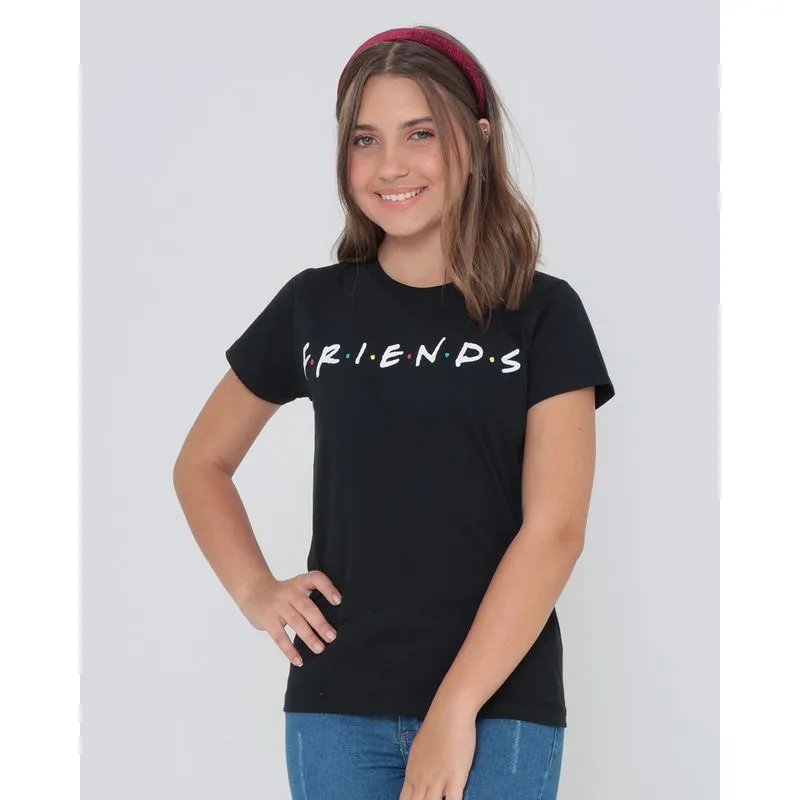 Blusa Juvenil Estampa Friends Warner Preta 12