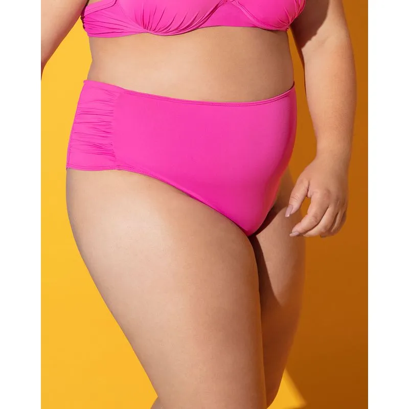 Biquíni Avulso Calcinha Alta Plus Size Rosa 48