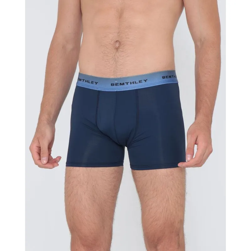 Cueca Boxer de Poliamida Azul Marinho P