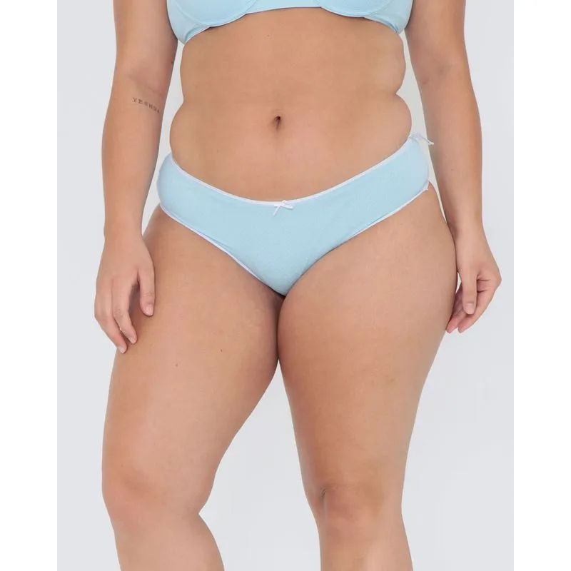 Calcinha Plus Size Alta Poá Azul Claro M
