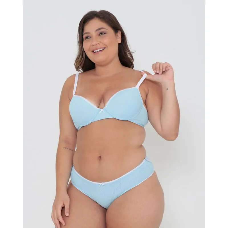 Sutiã Plus Size Base Poá Azul Claro 52