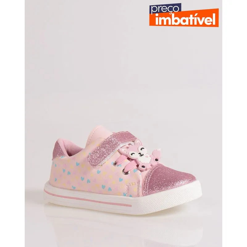 Tênis Bebê Com Aplicação Raposa Rosa Claro 20