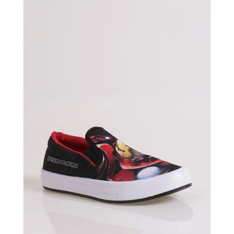 Tênis Infantil Slip On Estampa Homem de Ferro Marvel Preto 28
