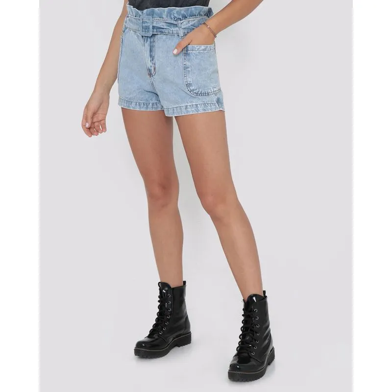 Short Jeans Com Cinto Clochard Azul Claro 46