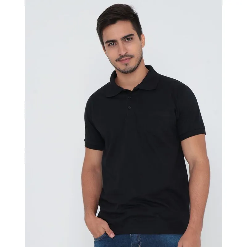 Polo Masculina Bolso Básica Preta M