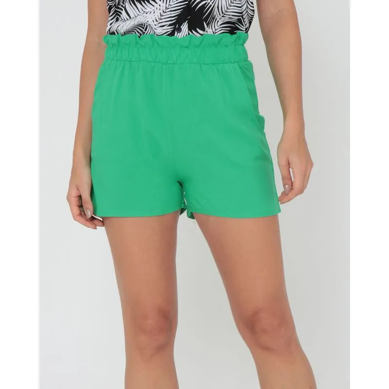 Short Liso Elástico Com Bolsos Verde P