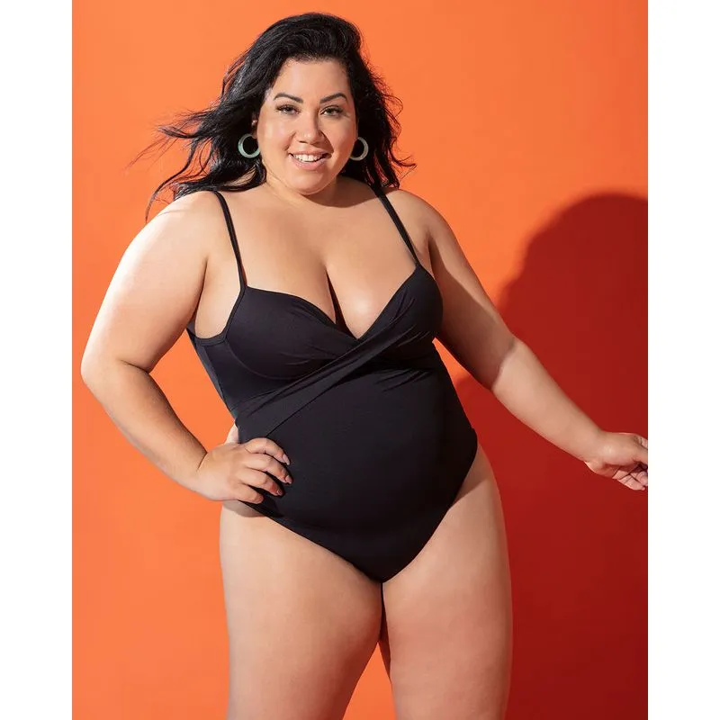 Maio Plus Size com Bojo Preto 48