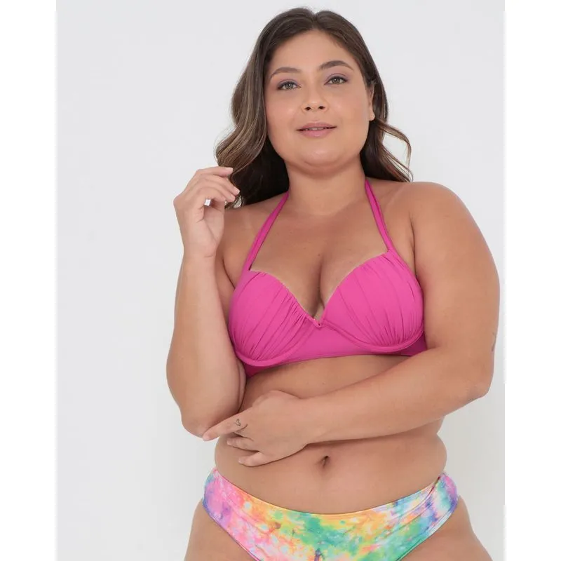 Biquíni Plus Size Avulso Top Frente Única Rosa 52