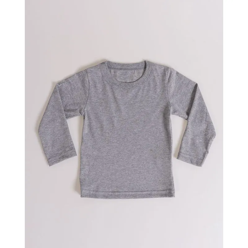 Camiseta Bebê Básica Manga Longa Cinza 3
