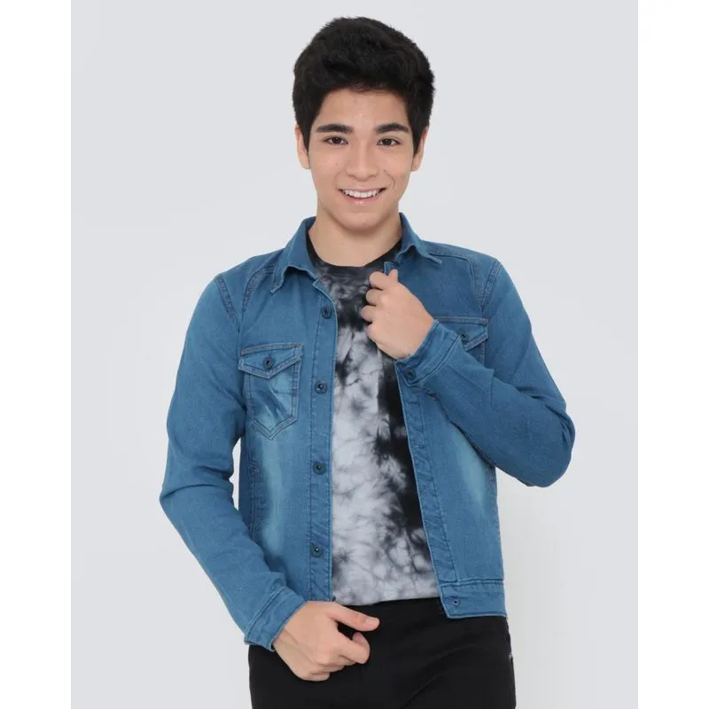 Jaqueta Jeans Juvenil Estonada Azul 16