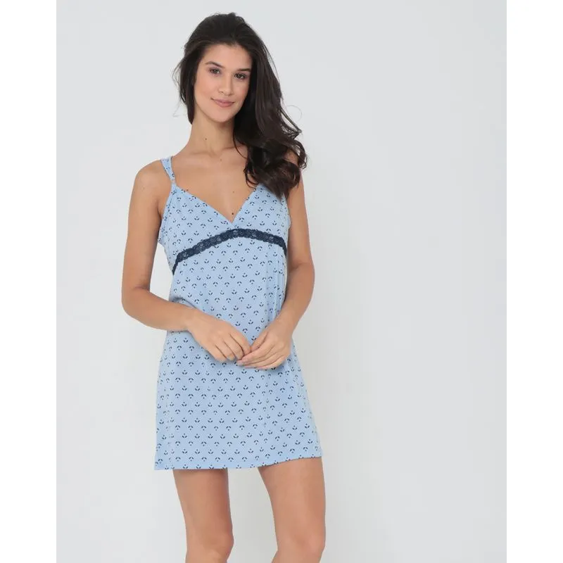 Camisola Amamentação Estampada Azul Claro M