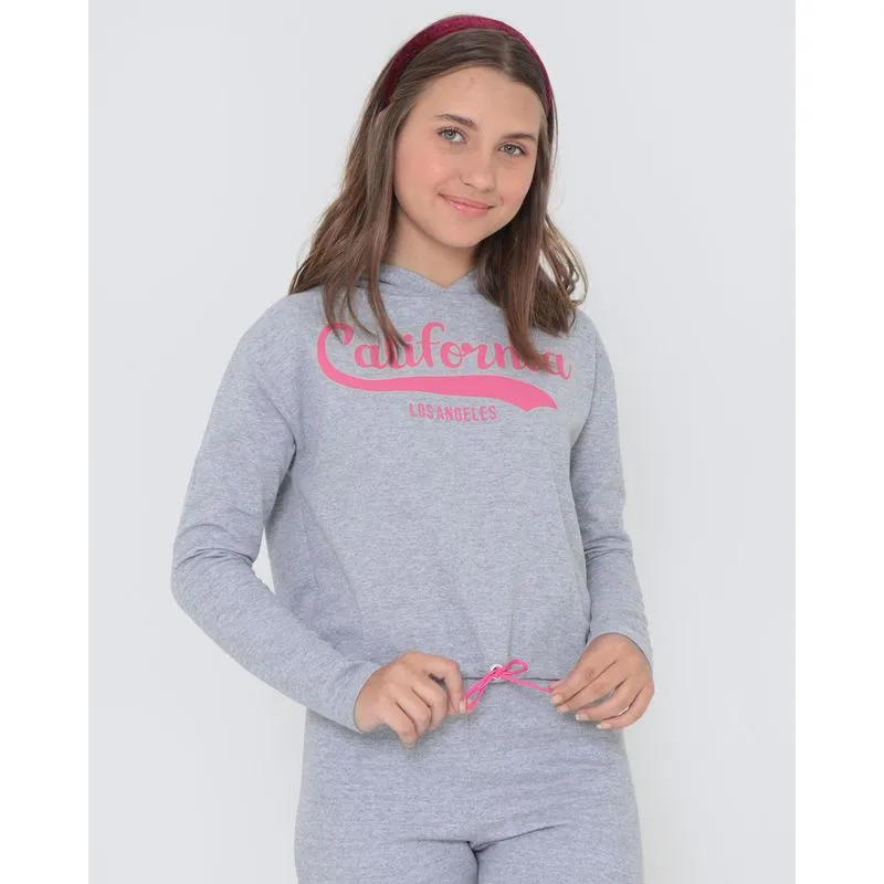 Blusão Juvenil Moletom Estampa Frontal Cinza 12