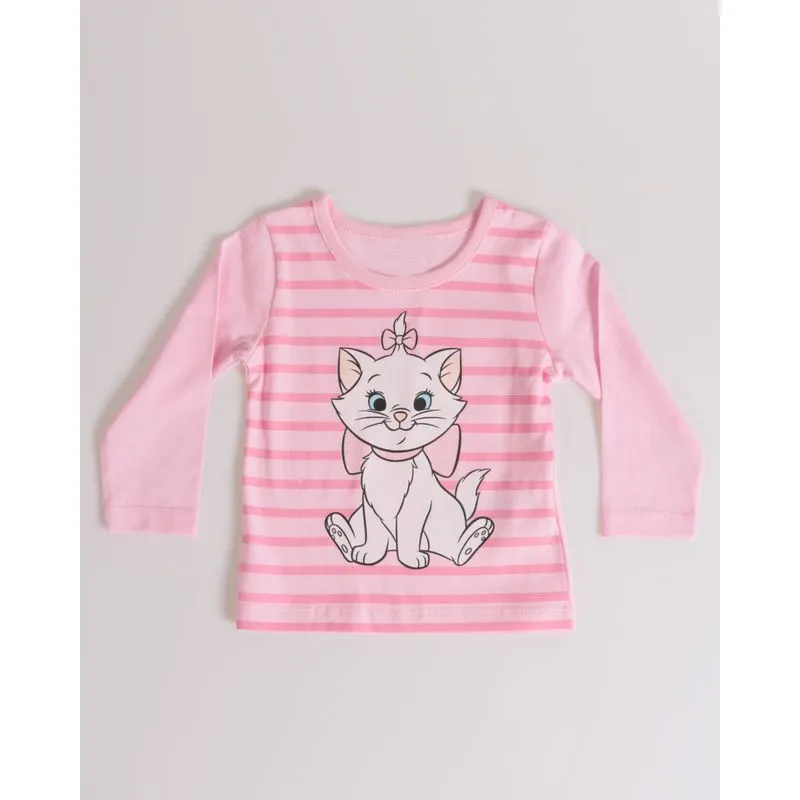 Blusa Bebê Estampa Gata Marie Disney Rosa Claro P