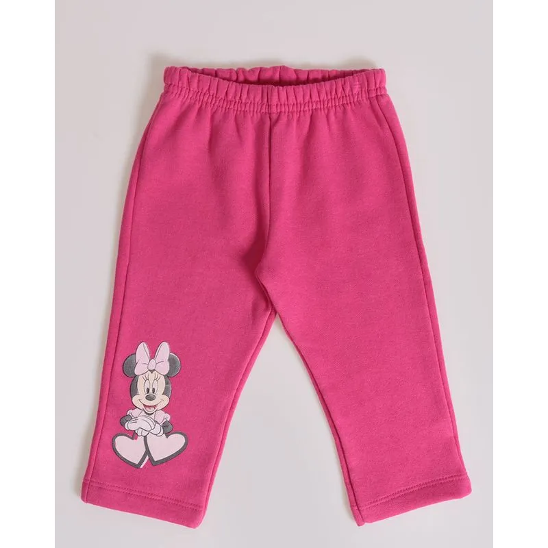 Calça Bebê Moletom Estampa Minnie Disney Rosa G