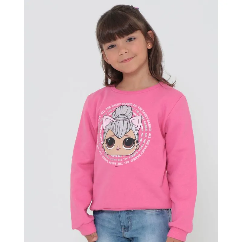 Blusa De Moletom Infantil Estampa Boneca LOL Rosa Pink 6