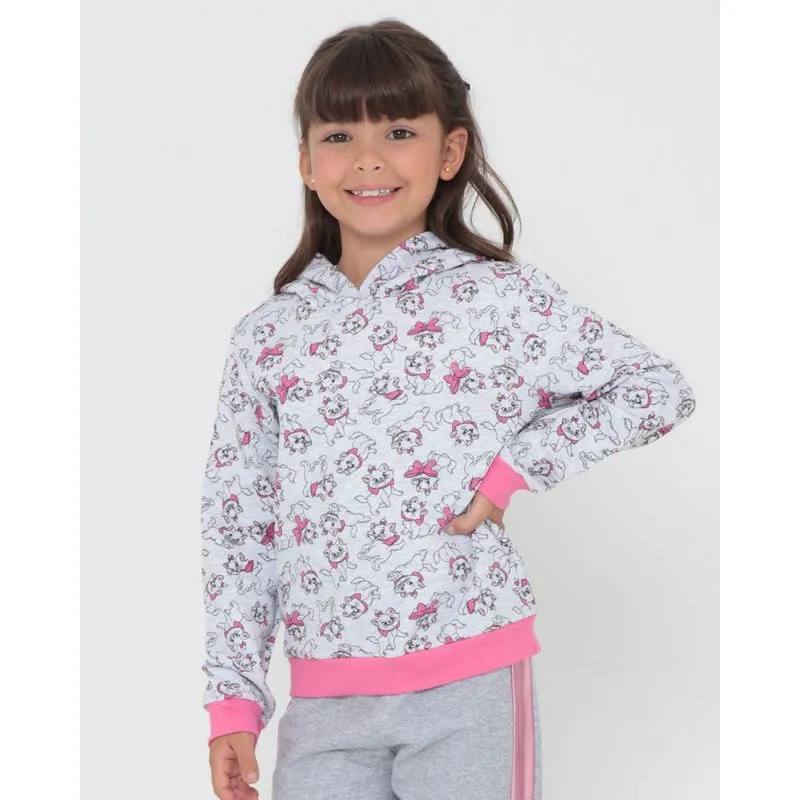 Blusa Moletinho Infantil Gata Marie Disney Cinza 4