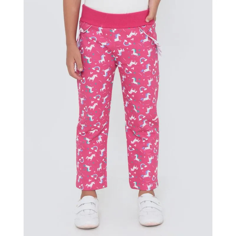 Calça de Moletom Infantil Estampa Unicórnio Rosa Pink 6