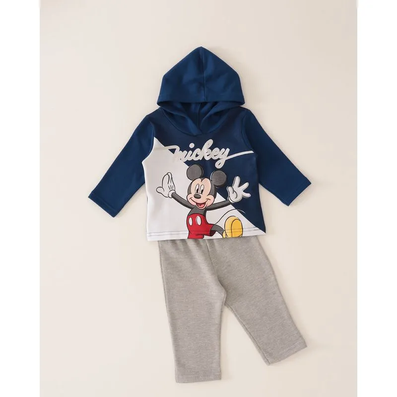 Conjunto Bebê de Moletom Mickey Azul Marinho P