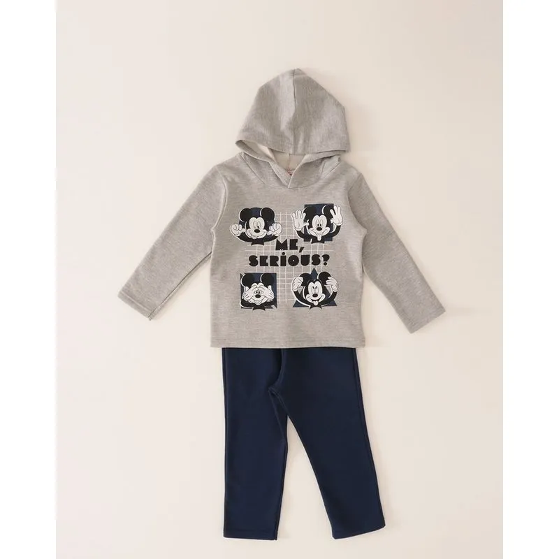 Conjunto Bebê Moletom com Capuz Mickey Disney Cinza 1