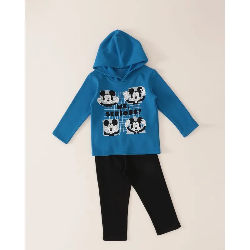 Conjunto Bebê de Moletom com Capuz Mickey Azul 2
