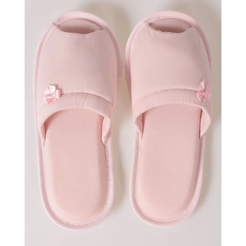 Chinelo Tipo Pantufa com Laço Rosa Claro 35/36