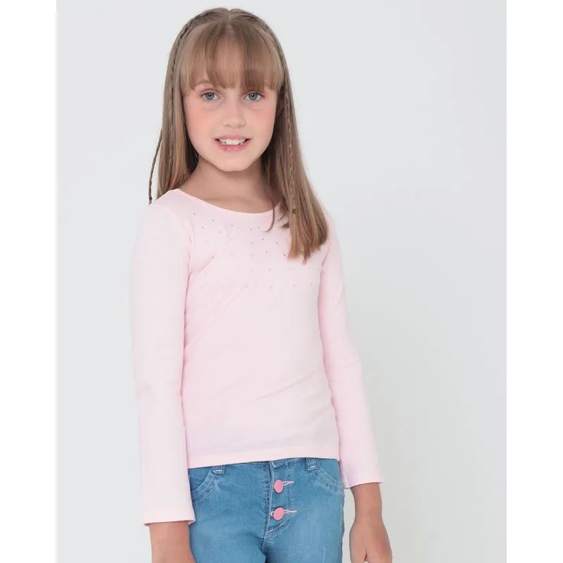 Blusa Infantil Com Strass Rosa Claro 4