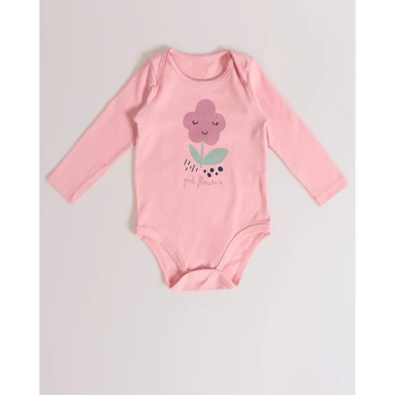 Body Bebê Estampa Flor Rosa Claro G
