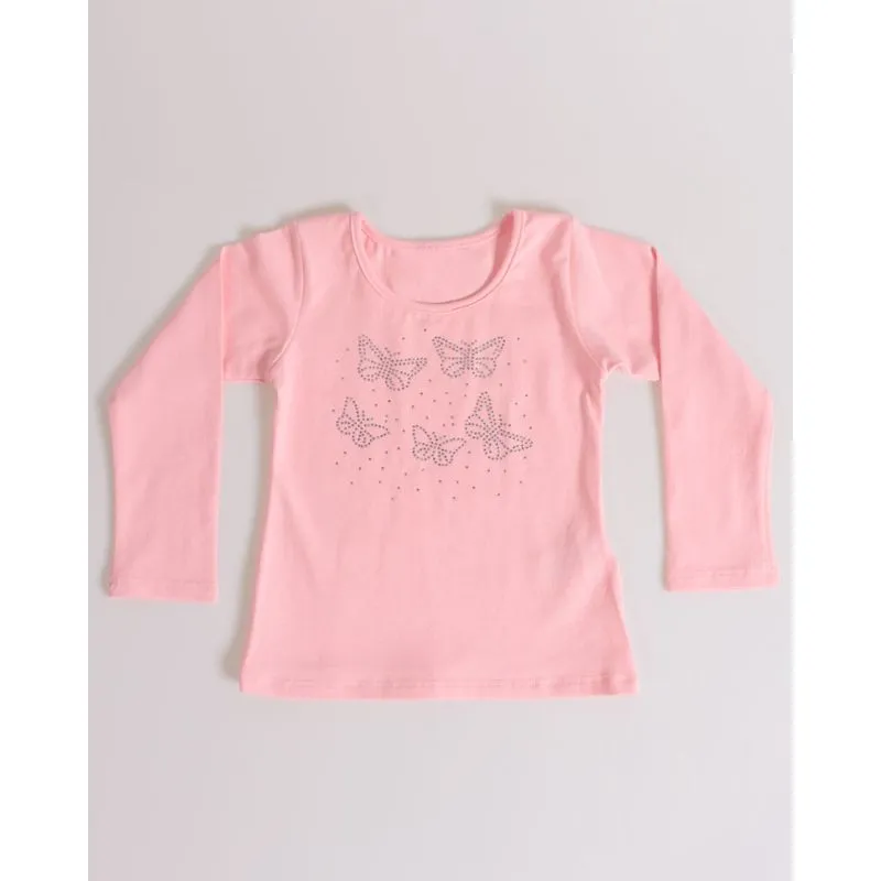 Blusa Bebê Estampa Borboleta Manga Longa Rosa 3