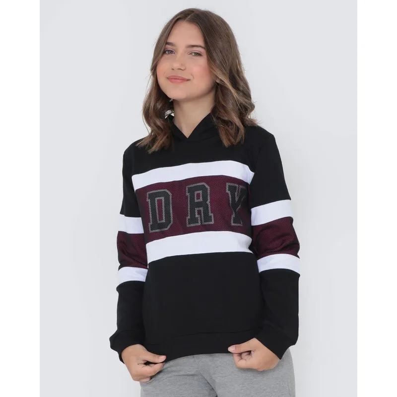 Blusão Moletom Juvenil Capuz Tela College Preto 14