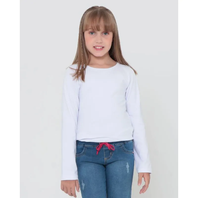 Blusa Infantil Básica Manga Longa Branca 10