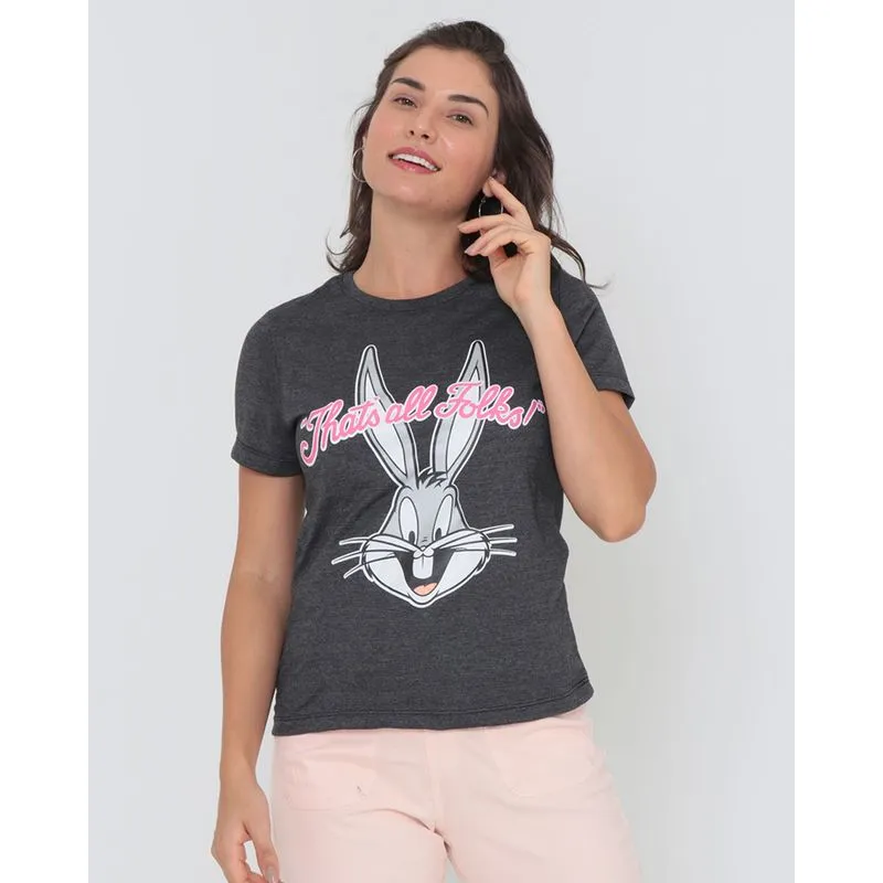 Camiseta Pernalonga Looney Tunes Mescla Cinza Escuro P