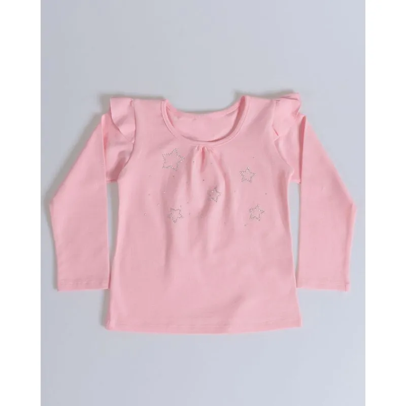 Blusa Bebê Estampa Strass Rosa Claro 2