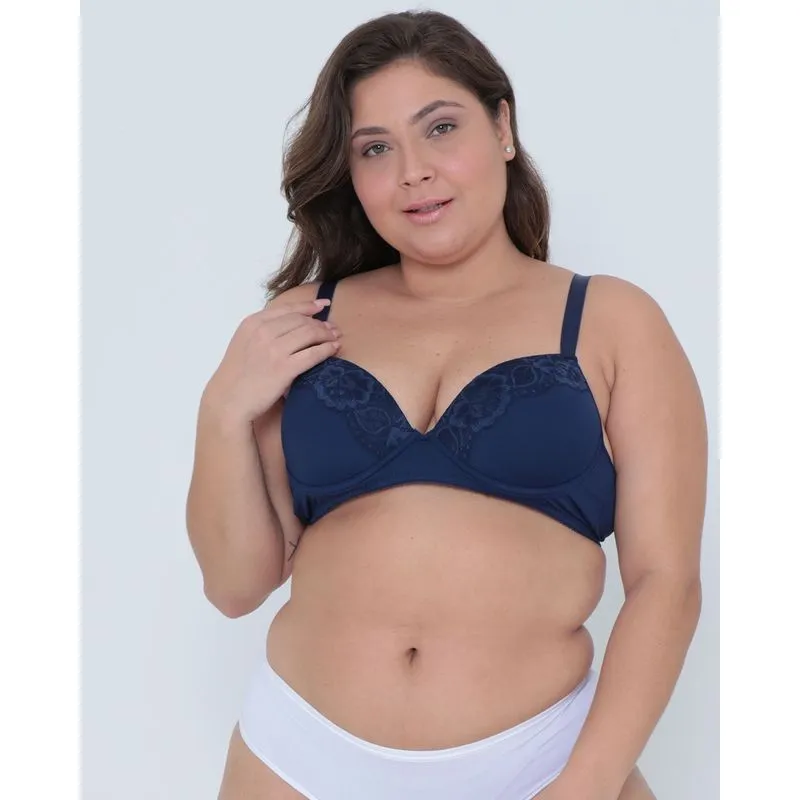 Sutiã Plus Size Com Base Renda Azul Marinho 52