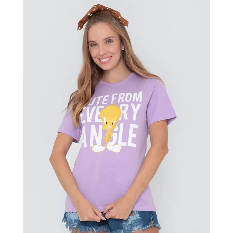 Camiseta Estampa Piu Piu Looney Tunes Lilás GG