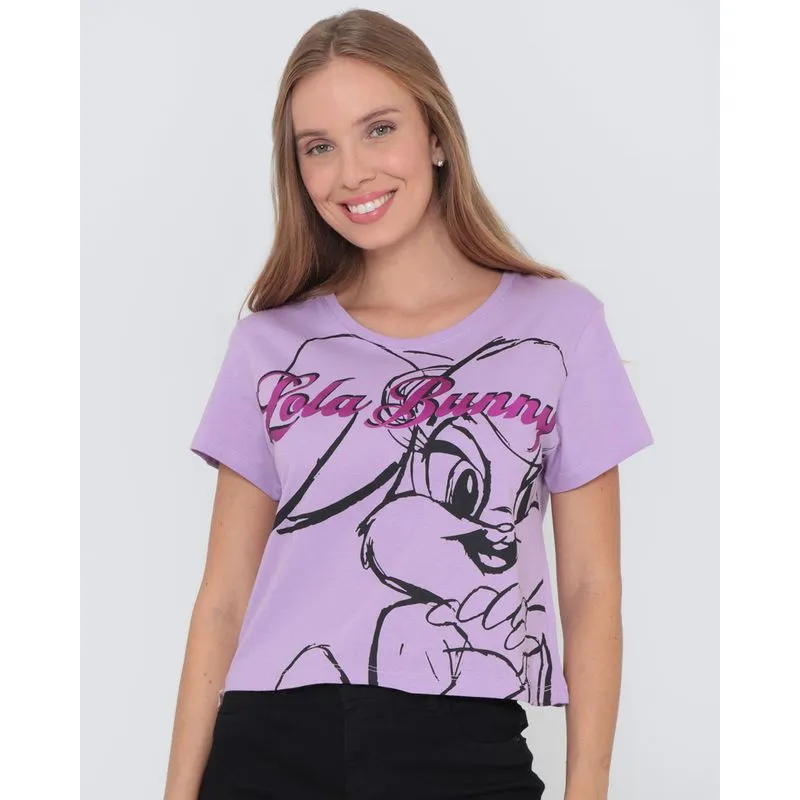 Blusa Cropped Estampa Lola Looney Tunes Lilás M