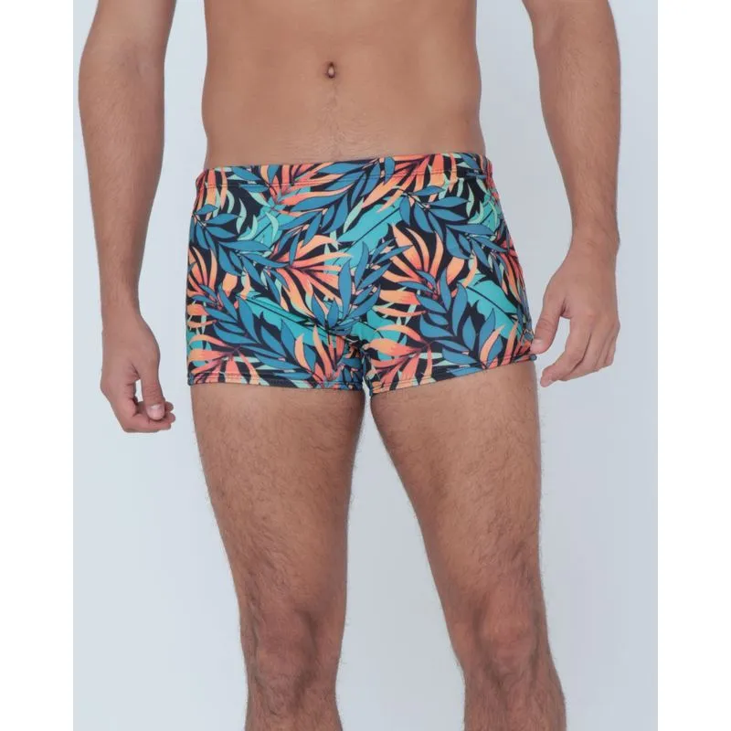 Sunga Box Estampada Floral Preta P