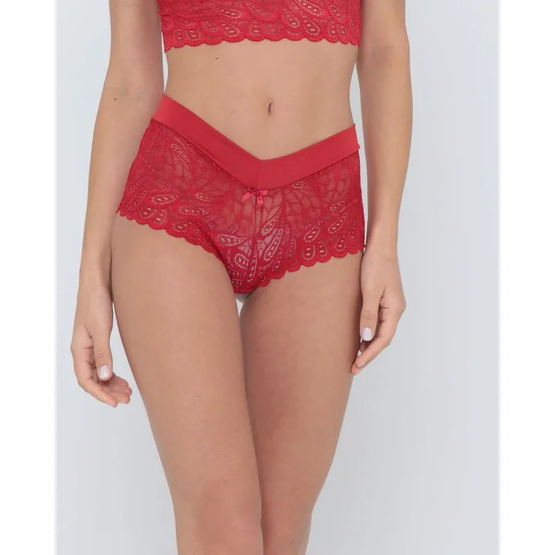 Conjunto Lingerie Baby Doll Renda Vermelho 46