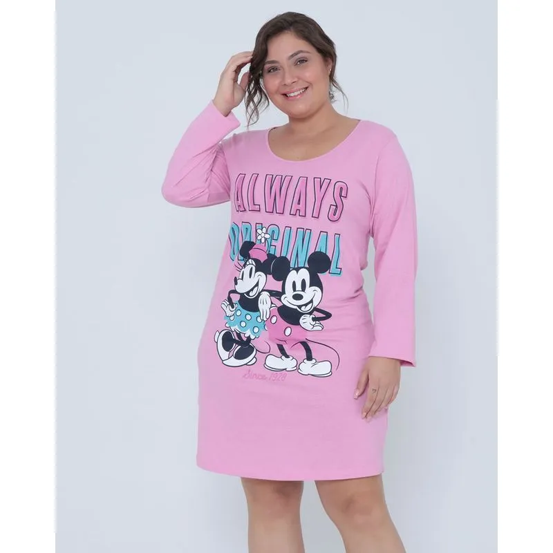 Camisola Plus Size Estampa Minnie Disney Rosa 52