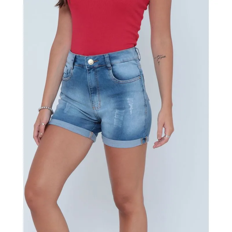Short Jeans Puídos Azul Claro 36