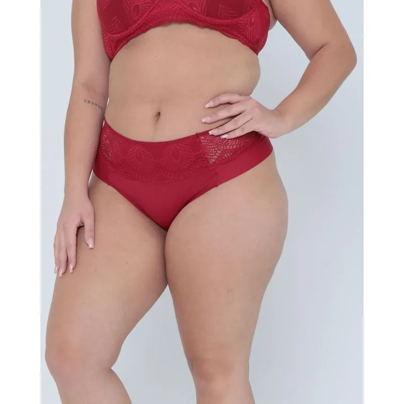 Calcinha Plus Size Avulsa Fio Dental Alta Vermelha P