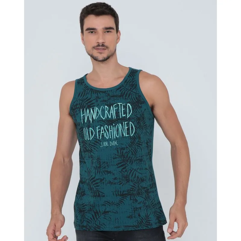 Regata Masculina Estampada Verde Petróleo P