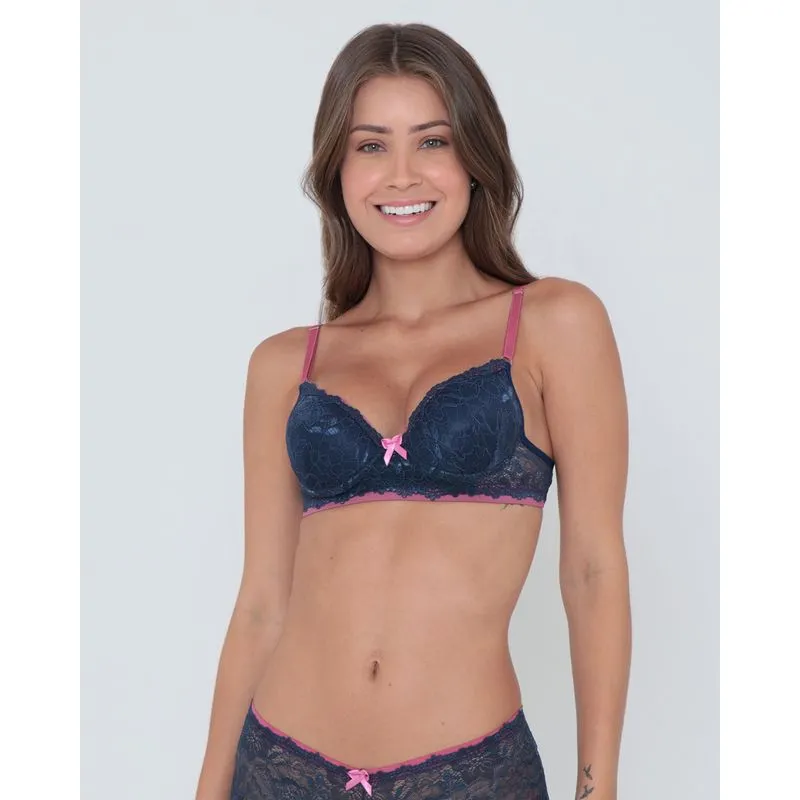 Sutiã Com Base Renda Azul Marinho 44