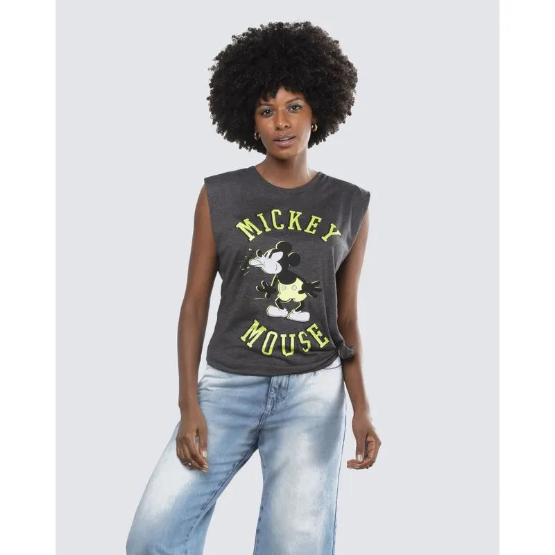 Regata Muscle Tee Estampa Mickey Disney Cinza GG