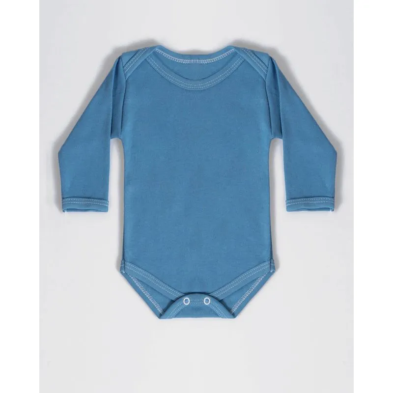 Body Bebê Manga Longa Azul G