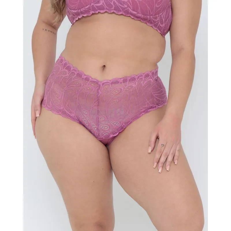 Calcinha Avulsa Plus Size Alta Renda Rosa Escuro M