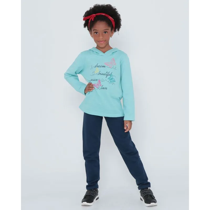 Conjunto Moletom Infantil Borboletas Azul Claro 6