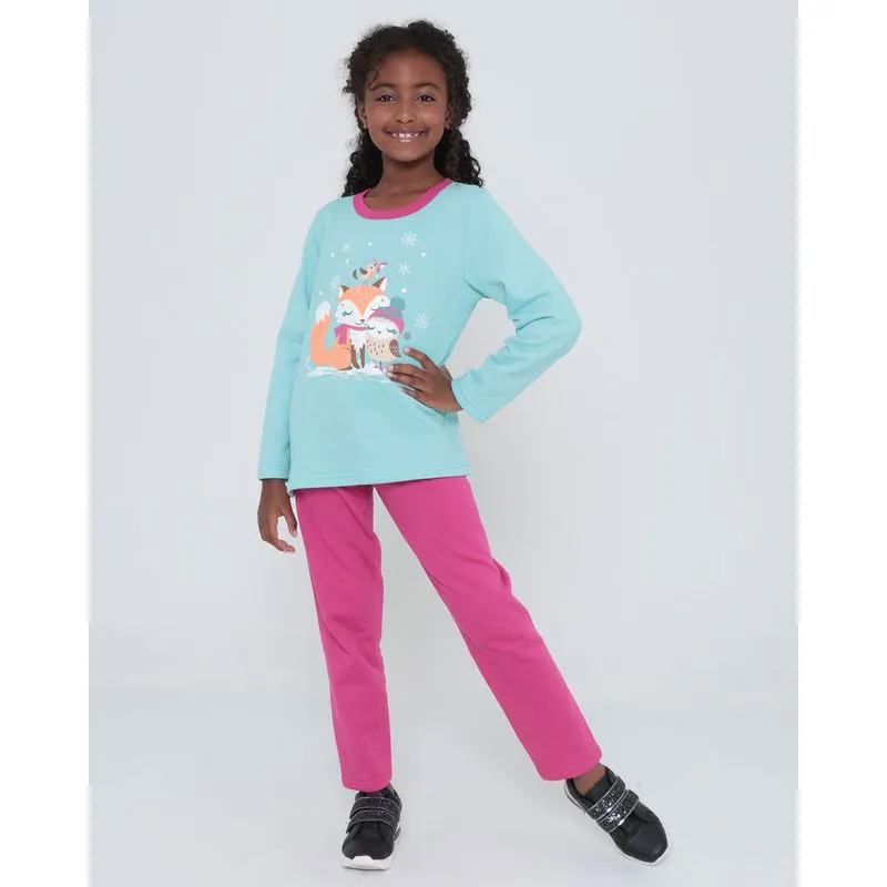 Conjunto Infantil Moletom Raposa Azul Claro 4