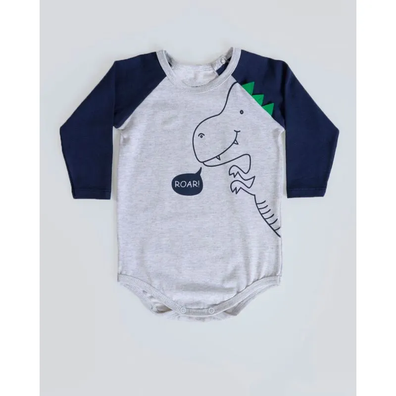Body Bebê Interativo Dinossauro Mescla Cinza M