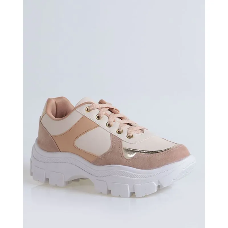 Tênis Feminino Chuncky Camurça Bege Claro 34