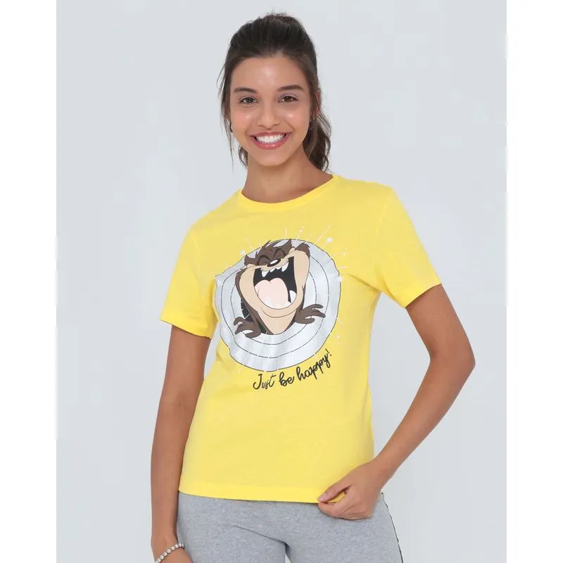 Camiseta Taz Mania Looney Tunes Amarela M